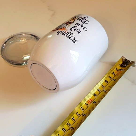 NWT 12oz Metal Wine Tumbler w/ Lid "Corks Are For Quitters" Graphic - Picture 7 of 8